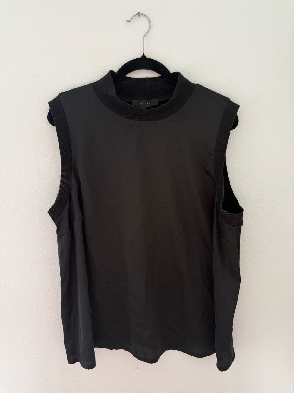 Sanctuary Black Sleeveless Mixed-Media Mock Neck Top